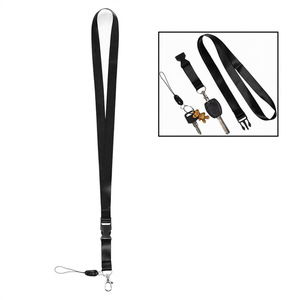 Cross-border black polyester detachable lanyard with vertical card <b>holder</b>, <b>document</b> protection sleeve, neck rope, in stock for - Product Image 5