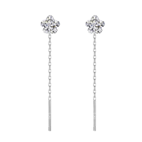 S999 Sterling Silber Feiner Schmuck Blumen-Durchzieher-Ohrringe Minimalistischer Nischen-Großhandel Bijoux Pendientes Ganku