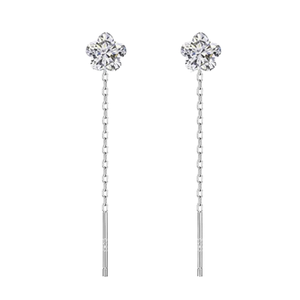 โปรโมชั่นขายดี ต่างหูเพชรซิคอนสีคลาสสิก เงินแท้ S925 เครื่องประดับหรูหราสำหรับผู้หญิง - Product Image 1