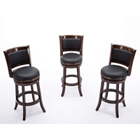 Brauner Barstuhl in Premium-Qualität, 2er-Set, 29 Zoll, aus Holz, drehbar, höhenverstellbar mit PVC-gepolsterter Sitzfläche, Bar- und Loungemöbel