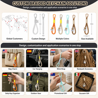 Lanière de sac en paracorde, porte-clés en corde multi-usage, mousqueton et boucle colorés, breloque pour sangle de sac à dos, pendentif en peluche, accessoire assorti