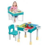 Nova multifunção crianças grande atividade blocos de construção mesa com cadeira para aprender estudo criativo crianças brinquedo
