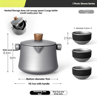Bouilloire isotherme portable en aluminium pour camping en plein air, design écologique, théière de voyage, tasses à thé et outils de préparation, ensemble de thé en alliage
