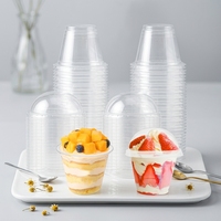 Couvercles jetables en plastique PP transparent de 90 mm de diamètre à paroi simple pour gobelets alimentaires, pour yaourts, glaces, gâteaux et desserts surgelés, en PACK ATPC001