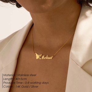Collana con nome farfalla in acciaio inossidabile personalizzata moda donna con catena a maglie nuova gioielleria Dropshipping con ciondolo personalizzato - Product Image 3