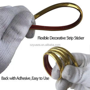 Adhésif flexible de garniture de décoration de bande de bord de tuile de bande d'or de mur de PVC pour le miroir de porte de plafond - Product Image 4