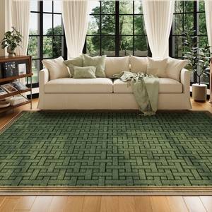 Alfombra Geométrica de Terciopelo Cristal, Rectangular, Resistente a las Manchas, para Sala de Estar, Sofá, Mesa de Centro - Product Image 5