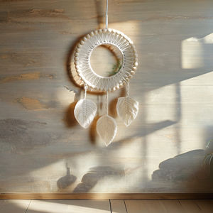 Decoración Bohemia para el hogar, cuerda de algodón, macramé, <span class=keywords><strong>tapiz</strong></span> de cuentas de madera, colgante de pared de boda con espejo para dormitorio - Product Image 2