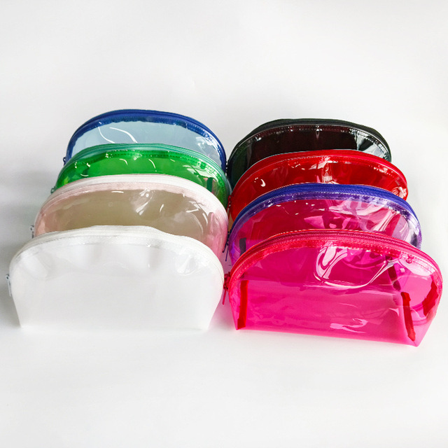 Wholesale Custom logo Eco-friendly TPU clear Waterproof Travel Shell Shape Skincare Packaging Pouch PVC Cosmetic Bag Makeup Bag