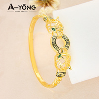 Bracelet en or plaqué or 18k pour femme, bijou à Double tête avec motif léopard