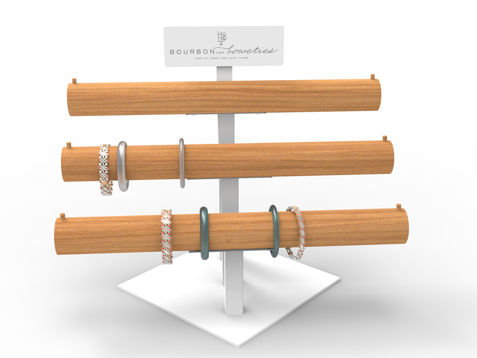 Wood Foldable for Hand Chain Display Stand with Ladder Shelf and Base for Retail Store — view 2