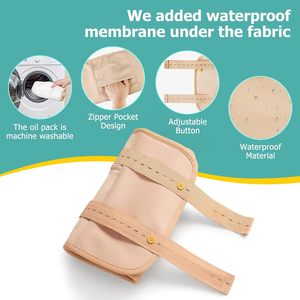 Kit de Compressas de Óleo de Rícino em Algodão PUL Impermeável com 4 Peças, Modelo Mais Recente, Alça Ajustável, Bolso e Ajuste Confortável para Cintura e Pescoço - Product Image 3