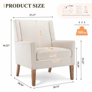 Fauteuil de relaxation individuel moderne en tissu gris, fauteuil club rembourré, fauteuil d'appoint pour salon - Product Image 6