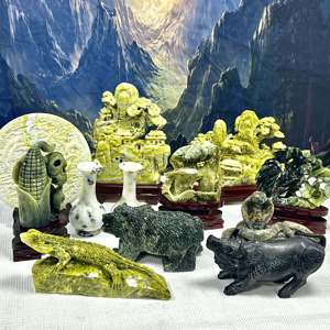 Kerajinan Ukiran Giok Hijau Alami Besar yang Diukir Tangan Gaya Fengshui Cina Dekorasi Maskot Suvenir Koleksi Hadiah Pajangan - Product Image 1