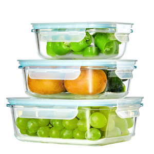 Hot Bán 410 + 680 + 1040 Ml Ba Piece/Set Thực Phẩm Thủy Tinh Tươi Giữ Bát Cách Nhiệt Cách Nhiệt Hộp Ăn Trưa Container Thực Phẩm - Product Image 1