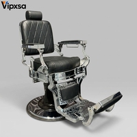 Fauteuil de Barbier Rétro Personnalisable avec Relevage Hydraulique, Fauteuil de Salon Inclinable et Pivotant pour la Coiffure et le Rasage Masculin
