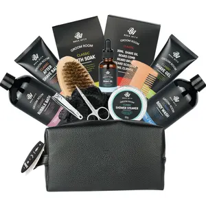 Men's grooming bath spa kit hot selling with a travel bag OEM factory private label bath and body skin care gift set