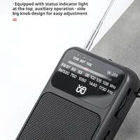 Radio de poche Chargement de USB-C AM FM et haut-parleur transparent à piles et prise casque, clip arrière, mini radio portable avec lampe de poche