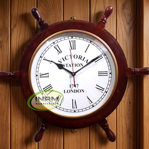 Handmade Nautical <b>Wooden</b> Wall Clock Designer Style Polished Technique Beautiful Decorative Item - Product Image 2