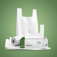 Sacs de courses en plastique HDPE personnalisés avec logo, très résistants, pour supermarché, 12x7x22, en rouleau, type sac gilet