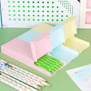 Yuzmei nhựa quần scolaire khác nhau Snap màu hồng Bút Đánh Dấu hộp hình học rõ ràng văn phòng phẩm Acrylic bút chì bút Trường hợp với giữ