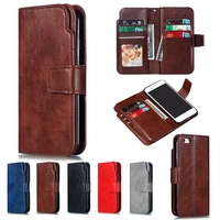 Étui portefeuille multifonction en cuir avec 9 emplacements pour cartes pour iPhone 17 Air 16E 16 15 14 13 Mini 12 X XS 11 Pro Max XR 8 7 Plus