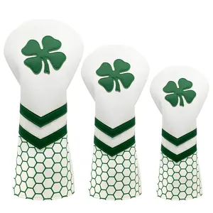 Golf Club Head Covers Golf Driver Fairway Woods Hybrid Headcovers OEM Golf Headcover with Four Leaf Clover Logo