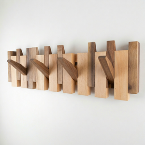 Premium Hardwood Wall Mounted Wooden <b>Hook</b> Luxury Entryway Foldable Organizer for Coats Jackets Bags and Accessories - Product Image 1