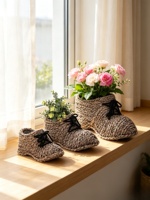 Pot de fleurs en rotin tressé à la main, style américain rustique, pour plantes d'intérieur/extérieur, idéal pour pot de 3,5 pouces, vente en gros