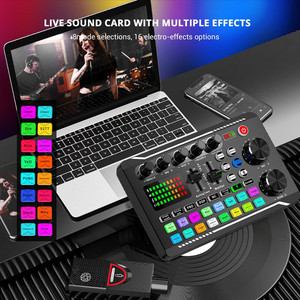 Interfaz de Audio con Mezclador de DJ, Tarjeta de Sonido Portátil TODO EN UNO, Estudio de Producción de Podcasts con Micrófono de 3.5mm - Product Image 4