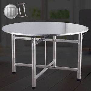 Stainless Steel <b>Folding</b> Round <b>Table</b> 120Cm Outdoor Use Foldable Industrial Design For BBQ Banquet - Product Image 4
