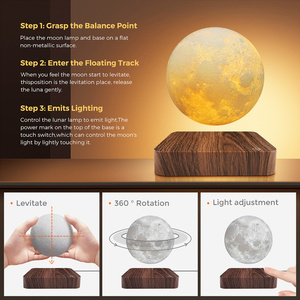 Lámpara de <span class=keywords><strong>Luna</strong></span> de levitación moderna, luz de noche LED, lámpara de <span class=keywords><strong>Luna</strong></span> flotante magnética, 3 modos de Color, batería enchufable para decoración de hogar y oficina - Product Image 6