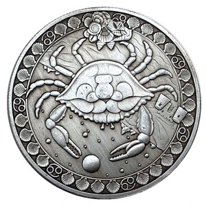 Moneda Coleccionable de Metal con Diseño de los 12 Signos del Zodíaco, Sol, Luna, Dios y Sonrisa, en Níquel Plateado Antiguo, Recuerdo de Amor, Tema Cáncer, Regalo Metálico - Product Image 5