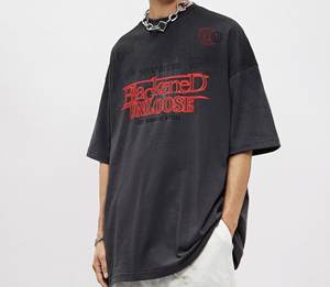 Rainbow Gradient Spray Paint T-shirt <span class=keywords><strong>à</strong></span> manches courtes pour hommes Retro Letter Printed Streetwear Style Low quantité minimale de commande Loose Fit - Product Image 3