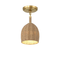 Plafonnier semi-encastré moderne et élégant en fer et jute, lampe suspendue tressée naturelle pour la décoration de chambre, salon et cuisine