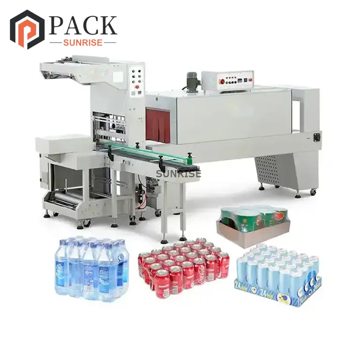 Automatic Sleeve beverage Bottle Shrink Wrapping Machine PE plastic film heat shrink packing machine for big carton