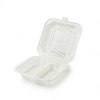 Boîte alimentaire jetable robuste en amidon de maïs biodégradable, thermoformée, pour repas préparés, type bento, pour la restauration rapide et les traiteurs