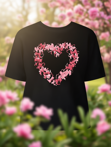 T-Shirt da Donna con Stampa Geometrica a Cuore, Manica Corta, Collo Tondo, Top Casual in Morbido Tessuto Nero, Lavabile in Lavatrice, Primavera Estate Autunno - Product Image 2