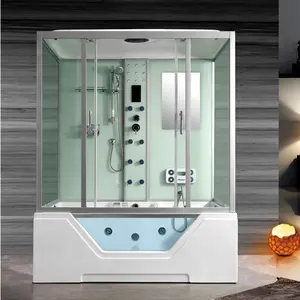 Hot sale bathroom large tempered glass sliding door hydro massage shower cabins shower rooms with bathtub