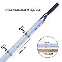 SXZM Bande LED COB RGB 24V 1080 LED/m, ultra haute densité, sans points, flexible, éclairage linéaire 1080 LED, 5M