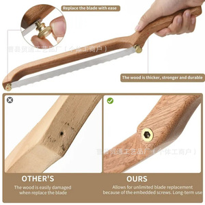 Cuchillo para pan de madera con hoja de acero inoxidable de 8-9.9 pulgadas, serrado, para cortar pan en el hogar - Product Image 3