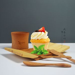 Bamboo Tableware Set With Cup Spoon Knife Fork For Tea And Dessert Reusable Natural Color - Product Image 3