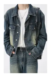 Costume en jean pour hommes, ensemble deux pièces personnalisé pour le fitness, veste en jean et jeans pour hommes, costume décontracté en coton denim