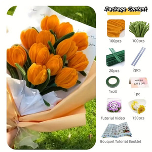 Limpiapipas azules, suministros para manualidades, para hacer ramos de flores, regalo del día de la madre, herramientas de arte y manualidades hechas a mano, 14 piezas - Product Image 3