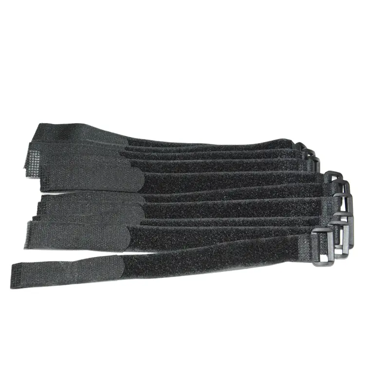 Logo printed 12 inch adjustable cable ties organizer fastener hook and loop strap with plastic buckle
