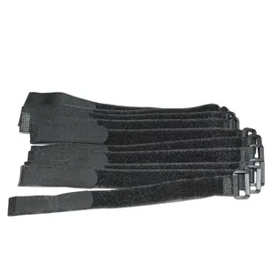 Logo Printed 12 Inch Adjustable Cable Ties Organizer Fastener Hook And Loop Strap With Plastic Buckle