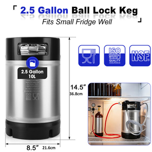 Новый пивной кег Ball Lock Corny на 5 галлонов (19 л) из нержавеющей стали 304 с двумя резиновыми ручками для домашнего пивоварения - Product Image 6