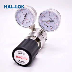 Regulador de presión de Gas nitrógeno de doble calibre de una sola etapa Válvula reductora de aire de helio CO2 Cl2 Manual de laboratorio de acero inoxidable - Product Image 1