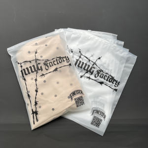 Sacs à fermeture éclair refermables pour vêtements, emballage personnalisé refermable avec fermeture auto-adhésive, sacs en plastique givrés avec fermeture éclair coulissante - Product Image 6