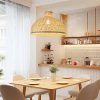 Lustre en bambou de style vintage, luminaires de plafond LED, éclairage suspendu en osier naturel fait à la main, décoration intérieure